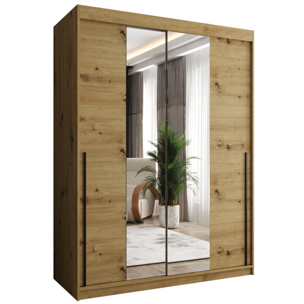 Home Collective SKŘÍŇ S POSUVNÝMI DVEŘMI se zrcadlem, šířka 150 cm, Artisan s černým úchytem