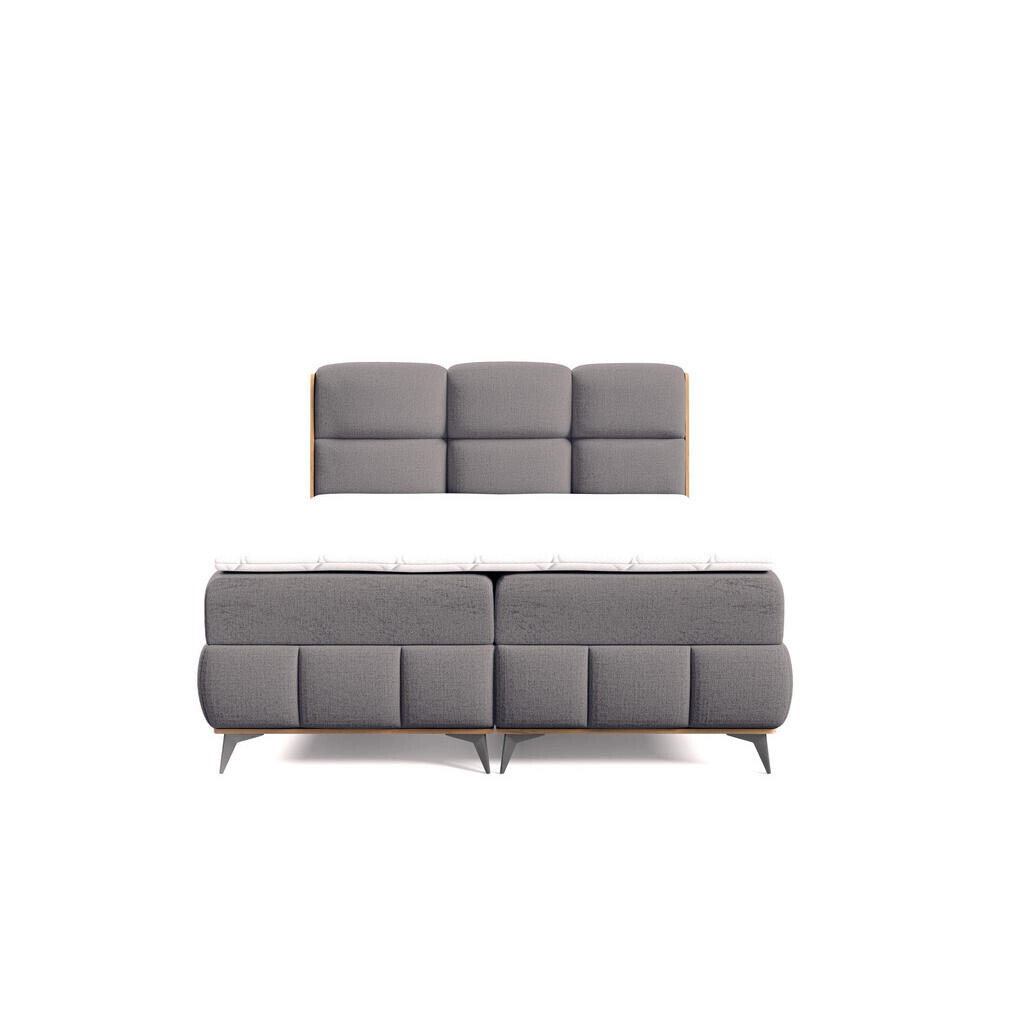 Home Collective BOXSPRINGOVÁ POSTEL s úložným prostorem a topperem 200x200 cm šedá