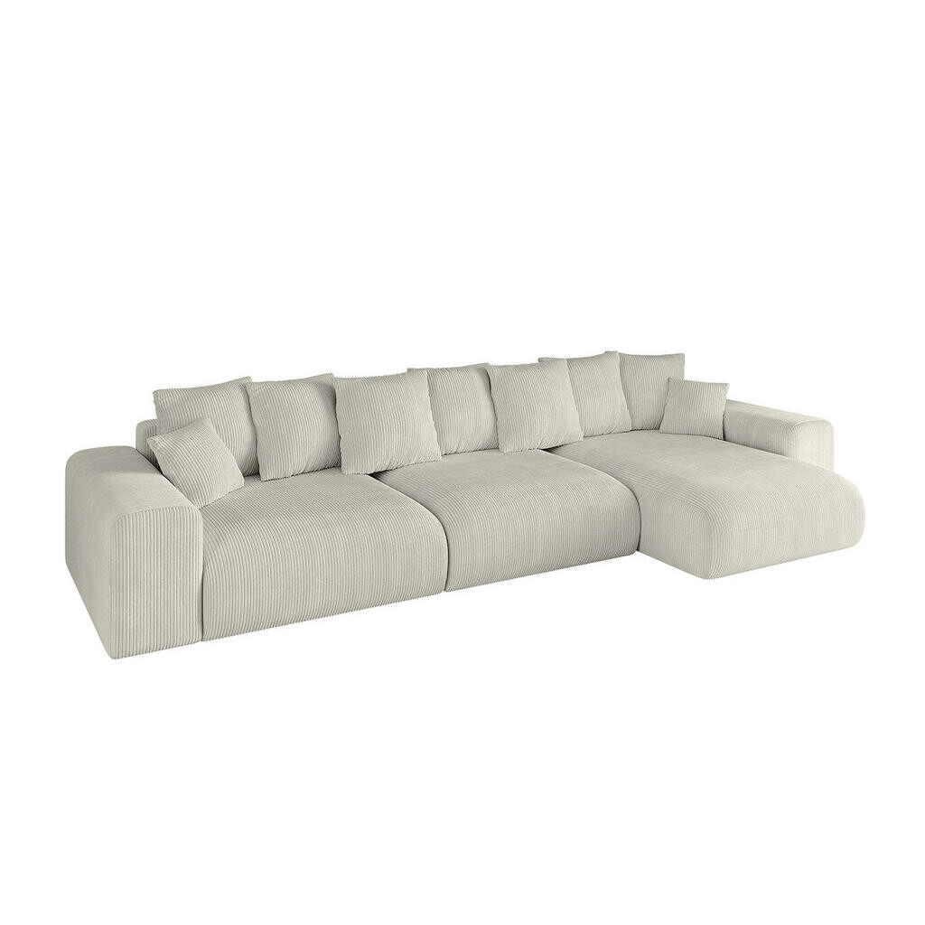 ALTDECOR ROHOVÁ SEDACÍ SOUPRAVA s otomanem vpravo ESKAR-L2 364x176x72 krémový manšestr