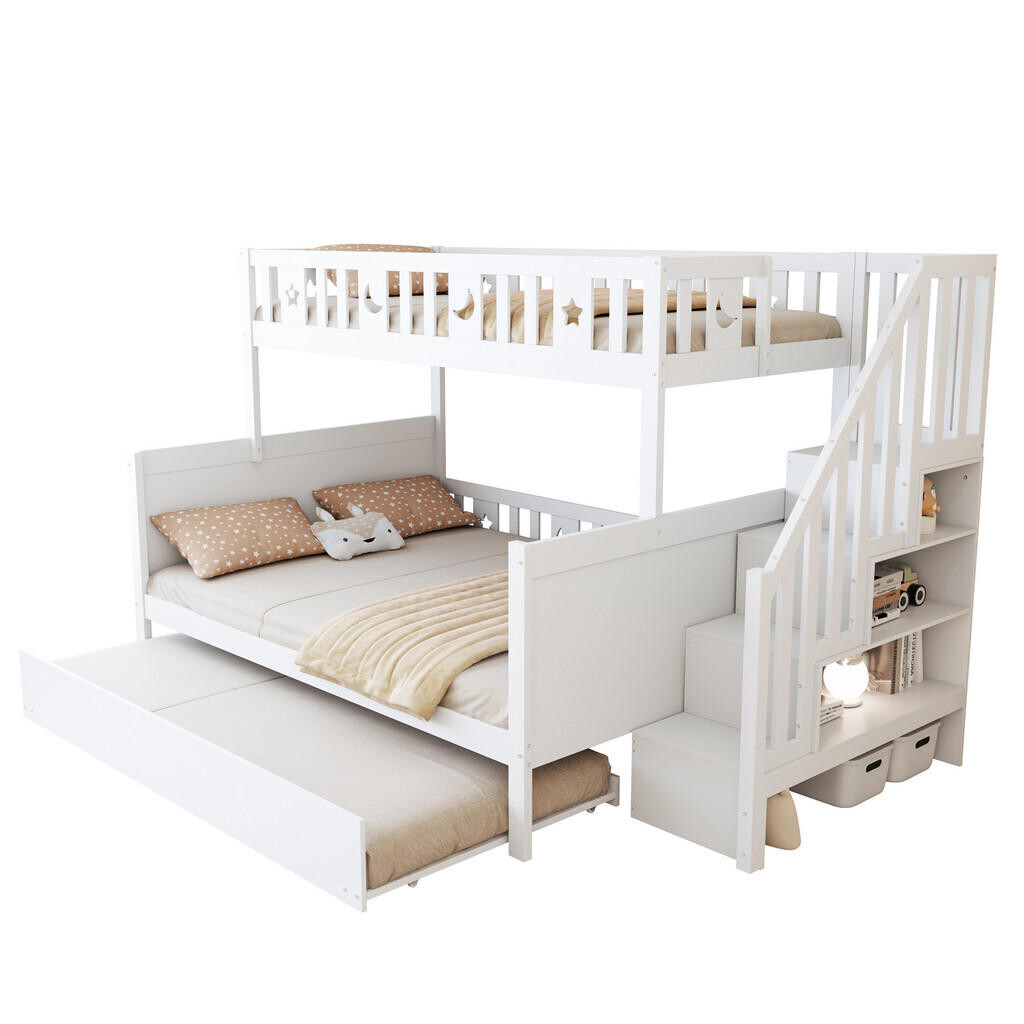 FLIEKS PATROVÁ POSTEL 90x200 140x200 Bílá Masivní Dřevo Schody
