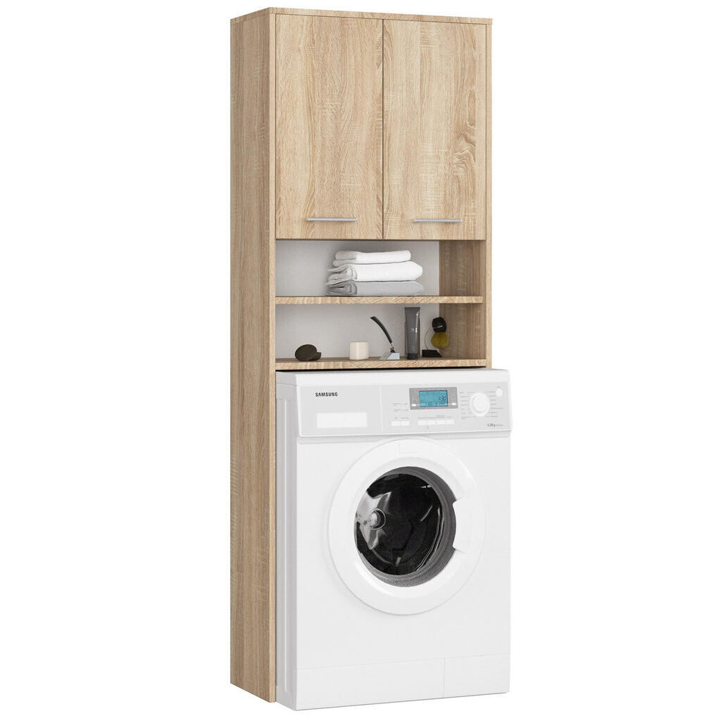 RAUMHIRSCH FURNITURE SKŘÍŇ NA PRAČKU se dvěma dvířky, 64 × 30 × 190 cm dub Sonoma