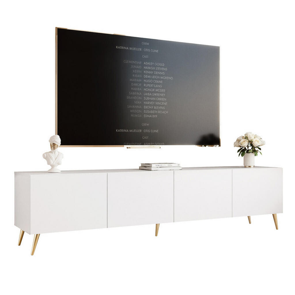 Idohome TV skříňka ANGEL 200 cm na nožkách s osvětlením BÍLÁ