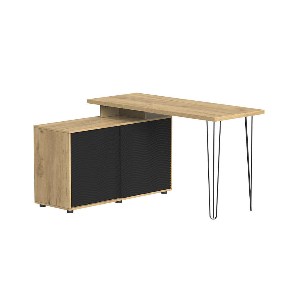 Vicco ROHOVÝ PSACÍ STŮL Notivo Černá 135 x 55 cm s kartotékou