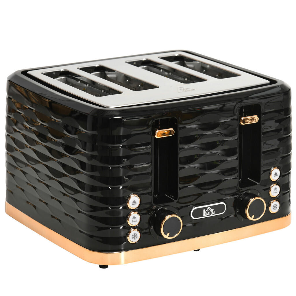 HOMCOM TOASTER s odkapávací miskou, ocel, černý