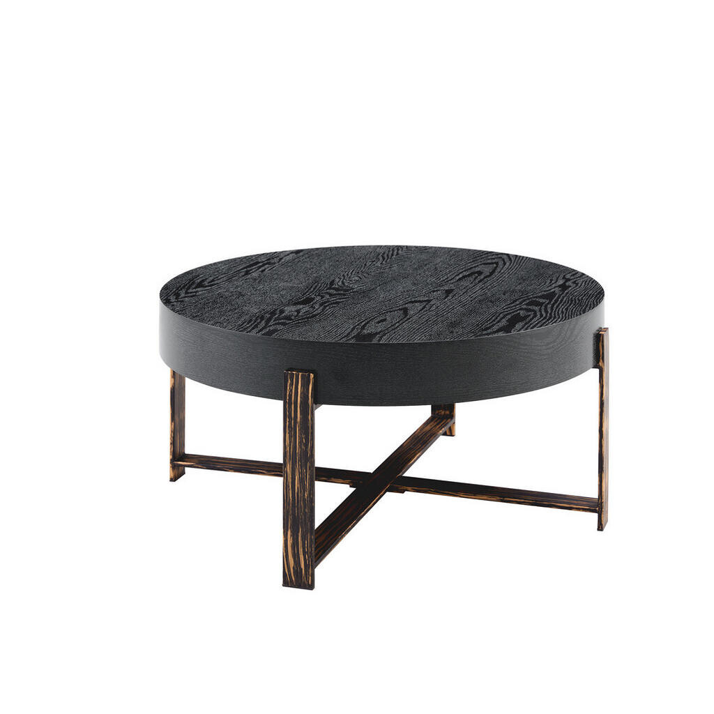 Redom KONFERENČNÍ stolek 68/68/36 cm s retro industriálním vzhledem, stabilní kovová konstrukce, Černá
