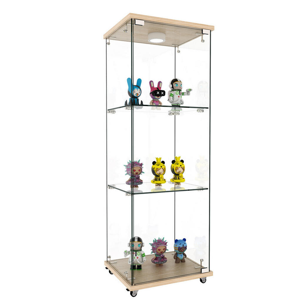 Redom VITRÍNA 36,5/42,5/120 cm s LED osvětlením, z MDF a skla, přírodní