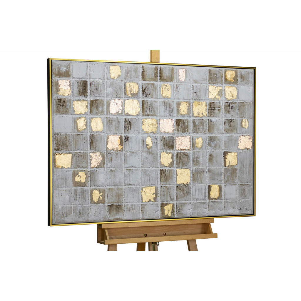 KUNSTLOFT RUČNĚ MALOVANÝ AKRYLOVÝ OBRAZ ŠEDÝ/ZLATÝ, 103/78 CM