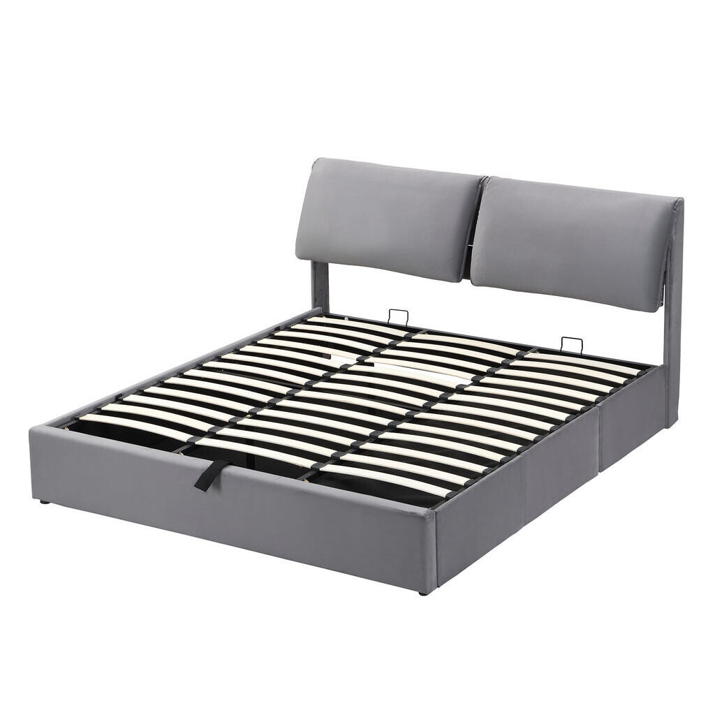 FLIEKS ČALOUNĚNÁ POSTEL 180x200 Šedá Samet Hydraulika 3 Zásuvky