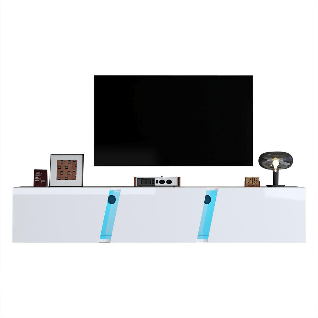 FLIEKS KOMODA POD TELEVIZI 180 cm Nástěnná Bílý Lesk LED 75 Zoll