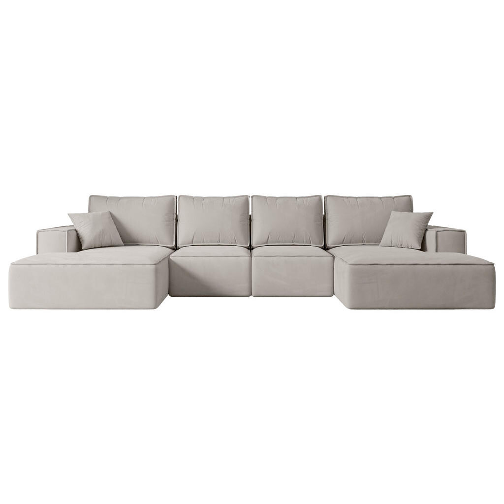 ALTDECOR SEDACÍ SOUPRAVA s funkcí lůžka a úložným prostorem pod postelí SIERRA-U-S – 349 x 161 x 87 cm, světle hnědá barva velur