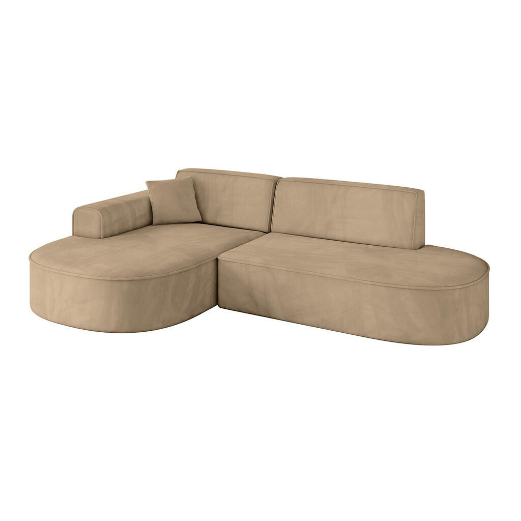 ALTDECOR ROHOVÁ SEDACÍ SOUPRAVA s otomanem vlevo MARI-L1 – 243 x 171 x 79 cm, šedohnědý velur