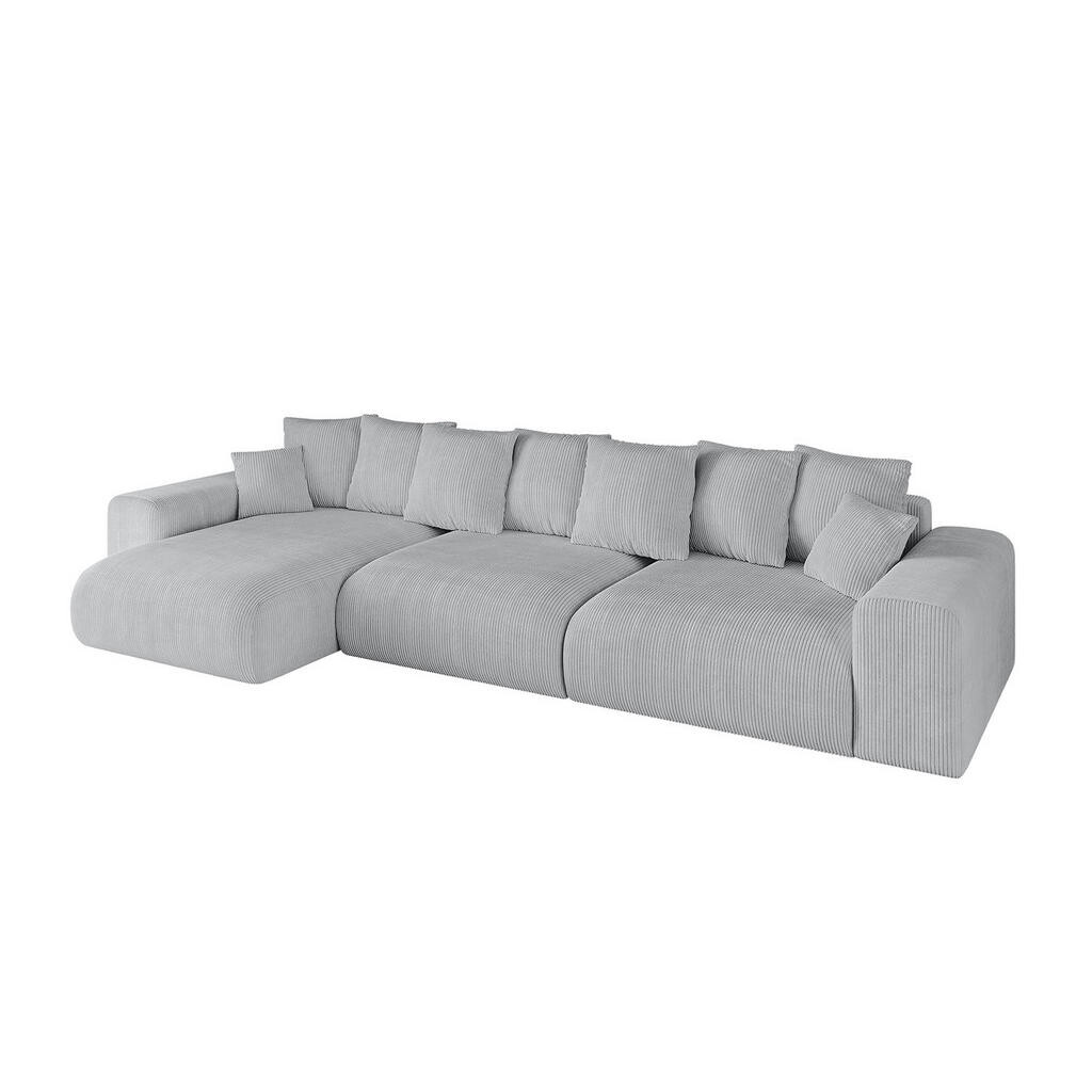 ALTDECOR ROHOVÁ SEDACÍ SOUPRAVA s otomanem vlevo ESKAR-L2 364x176x72 šedá manšestr