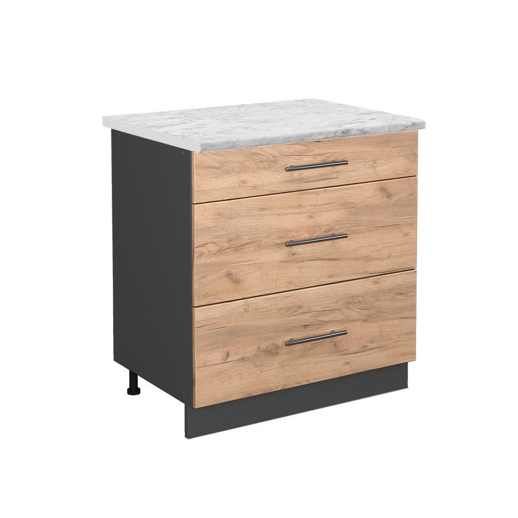 Vicco SPODNÍ SKŘÍŇKA KUCHYŇSKÉ LINKY Fame-Line Zlatý mocný dub 80 cm se 3 zásuvkami, PD Mramor