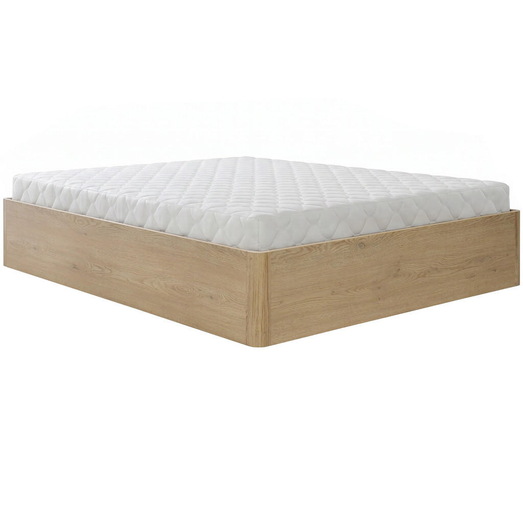 Beautysofa POSTEL Sara s úložným prostorem a taštičkovou matrací 26 cm, 180 × 200, dub Cremona