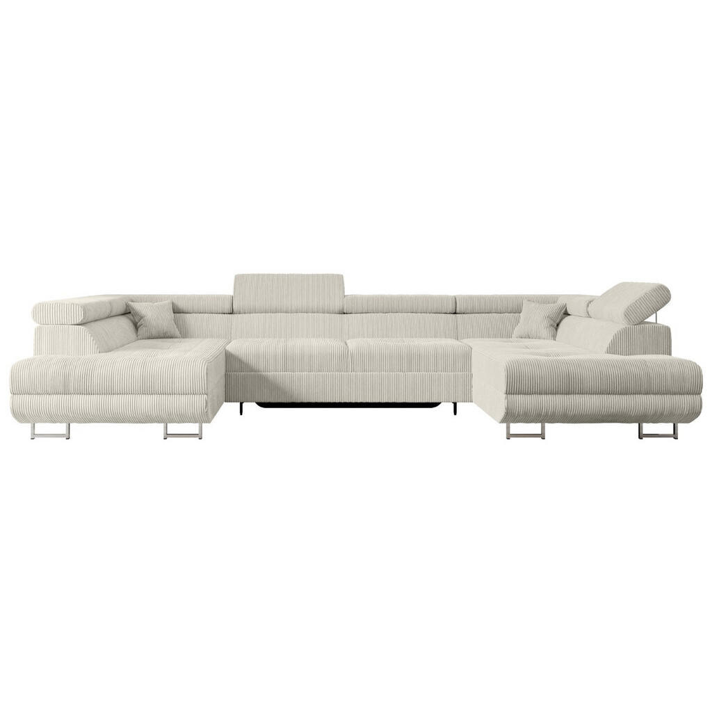 ALTDECOR SEDACÍ souprava s funkcí lůžka a úložným prostorem GUSA-U 342x202x107 cm krémový manšestr