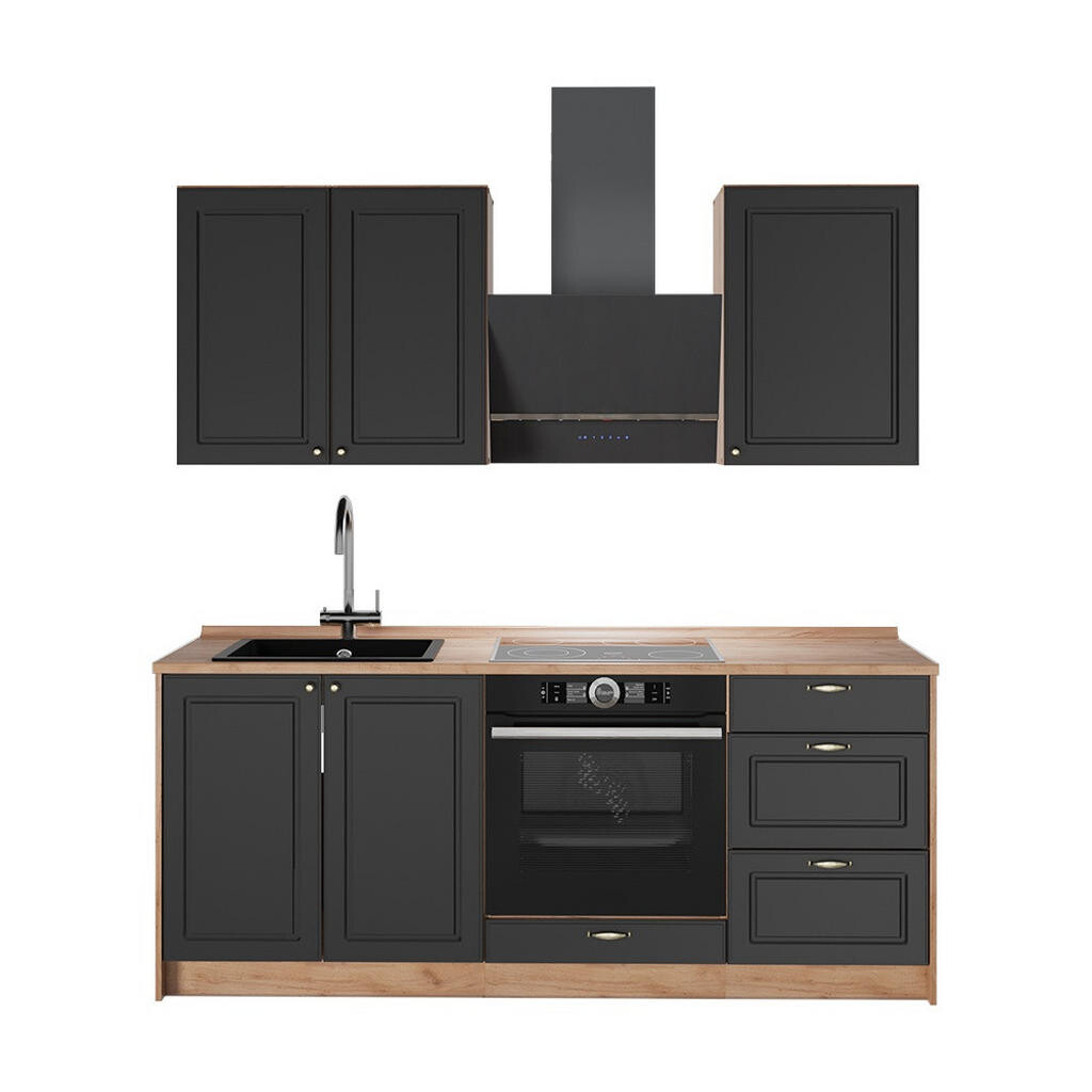 Vicco JEDNOTKOVÁ KUCHYNĚ Fame-Line, Anthrazit-Gold Landhaus/Zlatý mocný dub, 190 cm, PD Dub