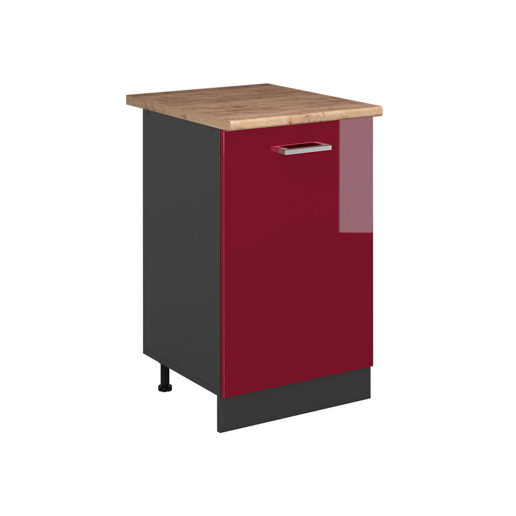 Vicco SPODNÍ SKŘÍŇKA KUCHYŇSKÉ LINKY R-Line, Červená vysoký lesk/Antracit, 50 cm pracovná doska Dub Goldkraft