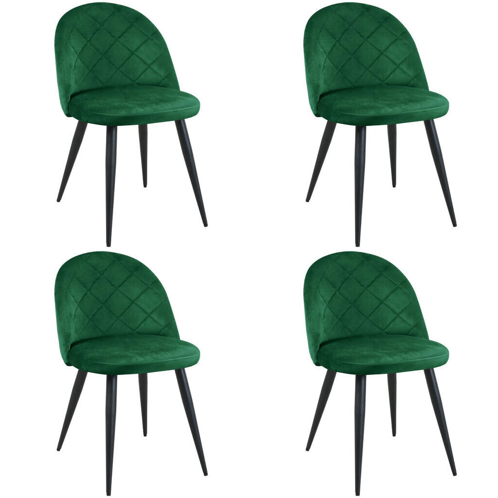 RAUMHIRSCH FURNITURE ČALOUNĚNÁ ŽIDLE, sada 4 ks, kovové nohy, zelená 50/77/46