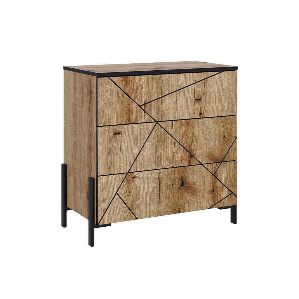 Vicco KREDENC Hatto Dub 78 x 76.8 cm se 3 zásuvkami