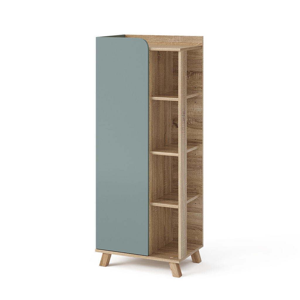Vicco STŘEDNÍ SKŘÍŇKA Karen Sonoma/modrá 50 x 128 cm s dveřmi a otevřenými přihrádkami