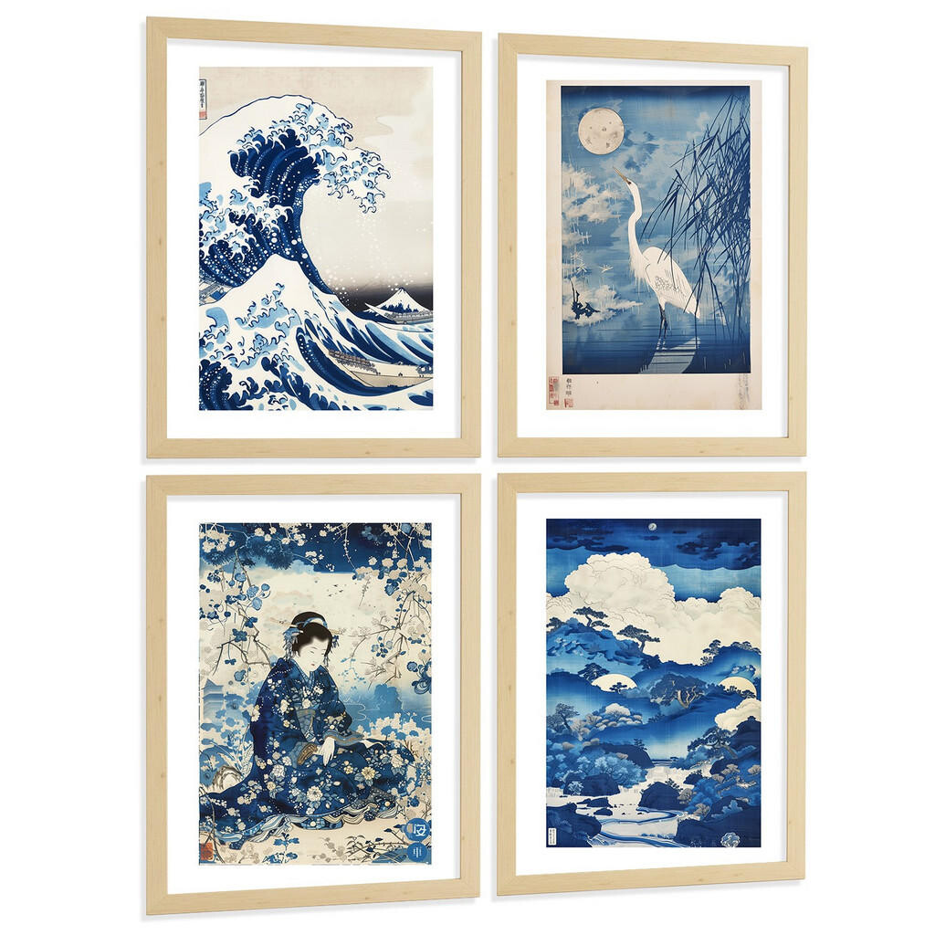 Nacnic PLAKAT Sada 4 Japan Blue A3 bez rámu