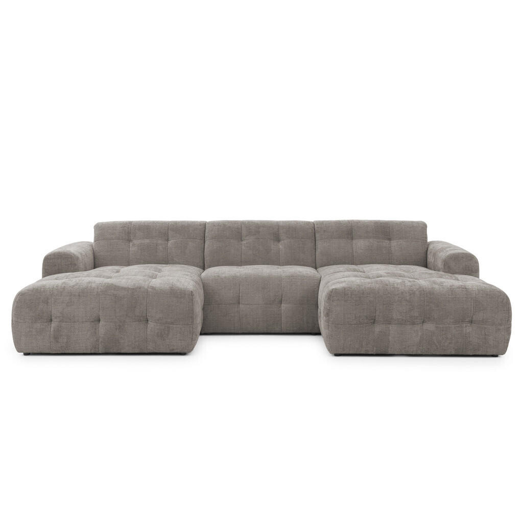 luma-home SEDACÍ SOUPRAVA ve tvaru písmene U s rafinovaným prošíváním, 6místná, 323 × 161 × 79 cm (Š×H×V), čalounění ze ženilky v barvě hnědá taupe /