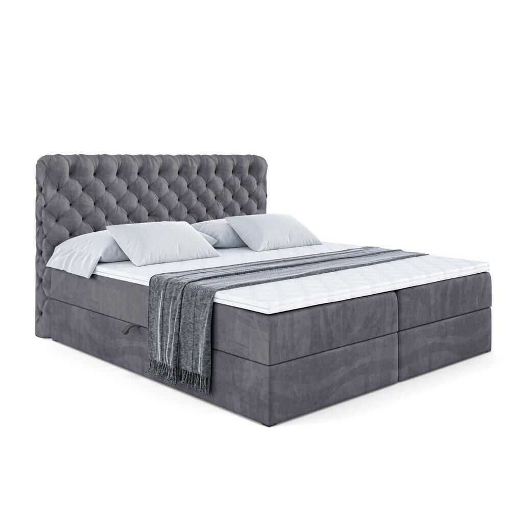 ALTDECOR AMERICKÁ postel s matrací H3 a roštem – BOXI8 – 140 × 200 cm, tmavě šedá
