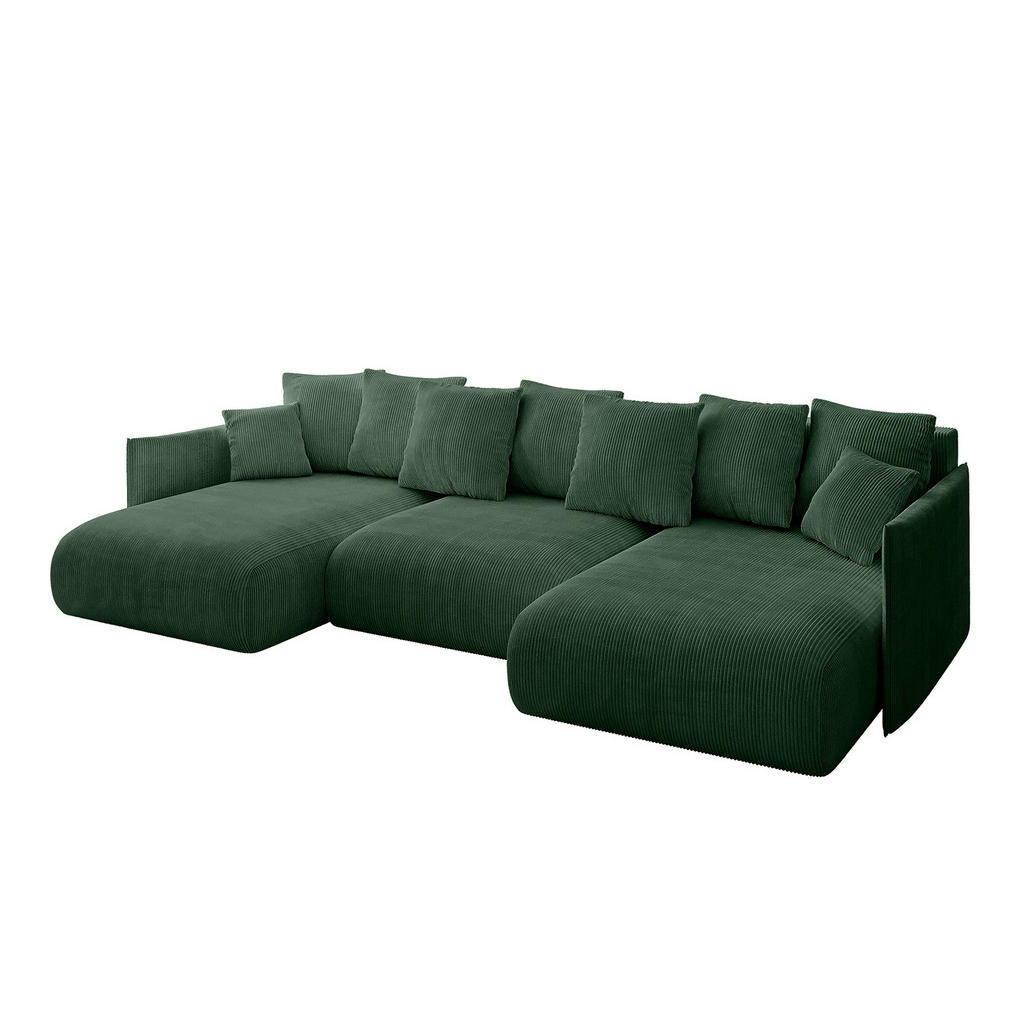 ALTDECOR SEDACÍ SOUPRAVA s funkcí lůžka a úložným prostorem pod postelí ONESK-U 317x177x72 zelený manšestr