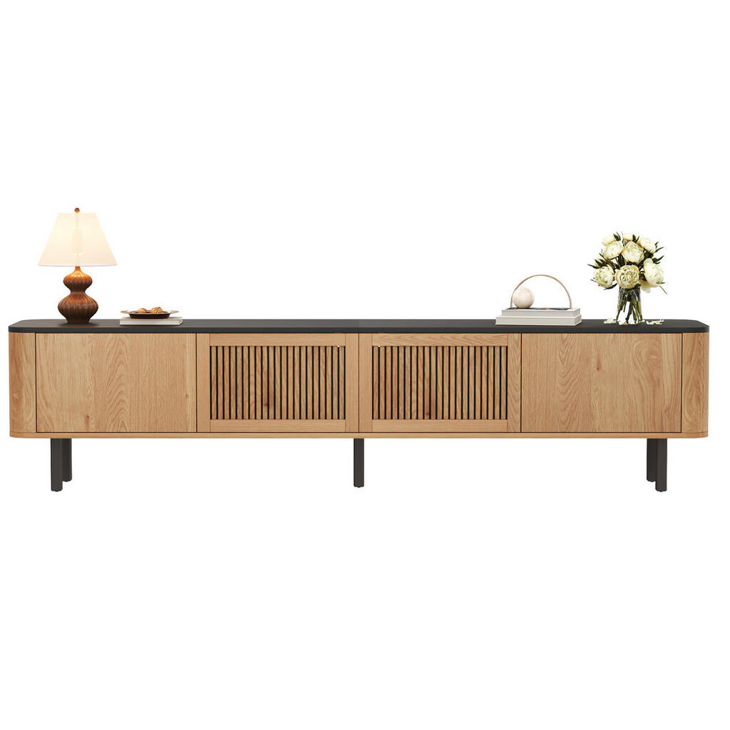 OKWISH TV stolek 190/35/45 cm dub z MDF a dřevotřísky s dvířky s mřížkou a úložným prostorem