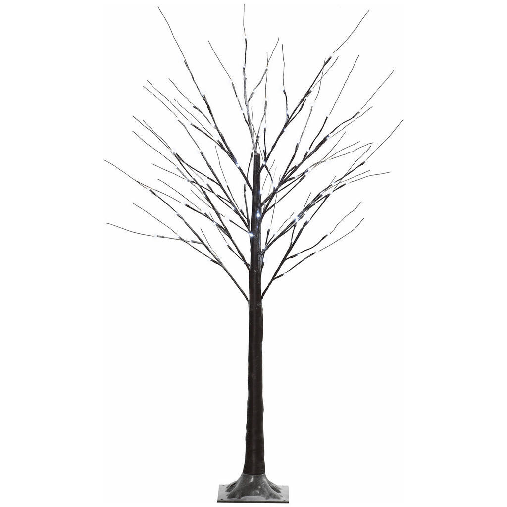 HOMCOM 150 cm umělý strom, bříza s 96 LED diodami, umělý sníh na párty, hnědý