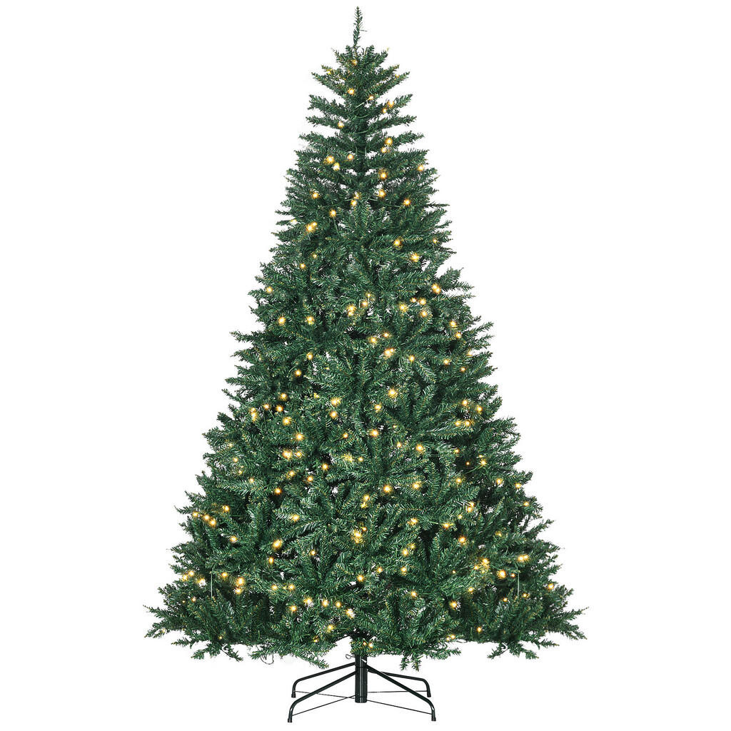 HOMCOM UMĚLÝ vánoční stromek, 210 cm, s 2154 větvičkami a 700 LED diodami