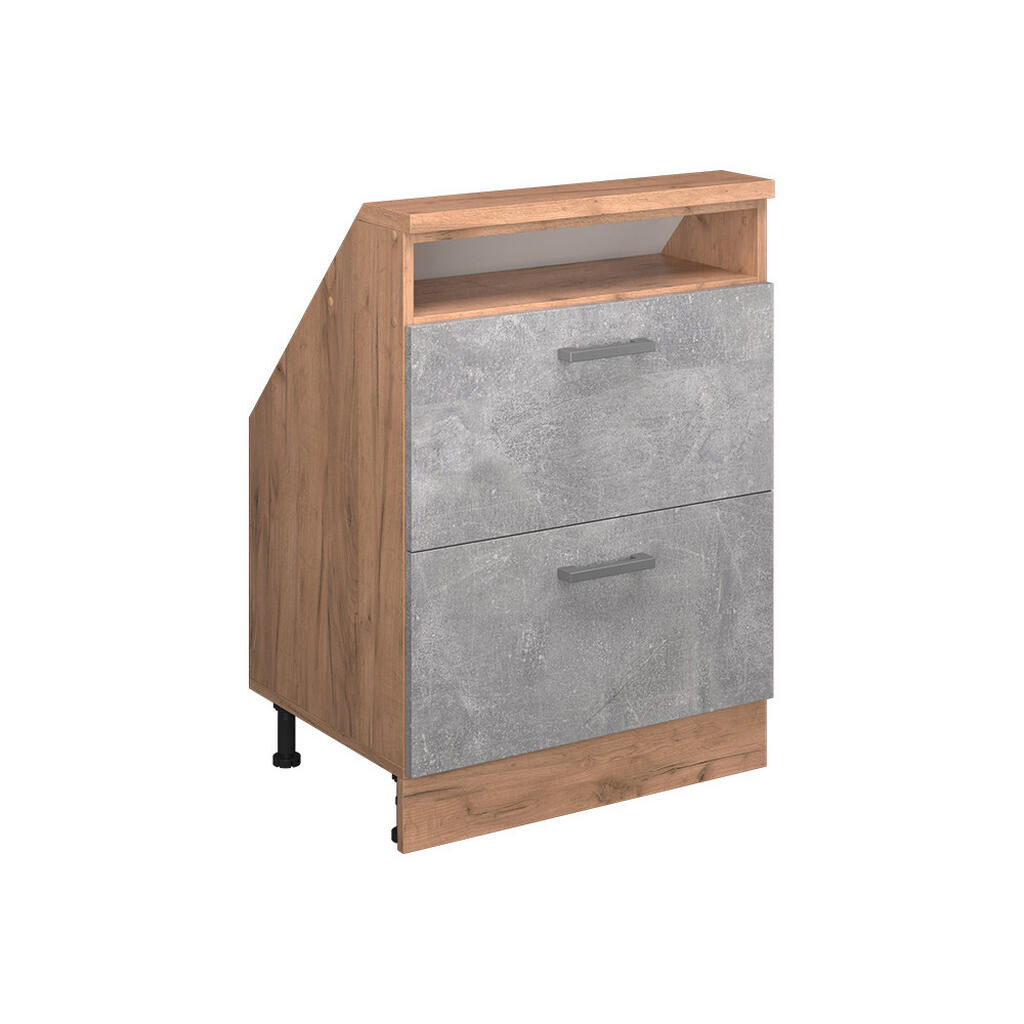 Vicco KUCHYŇSKÁ SKŘÍŇKA POD ŠIKMOU STŘECHU R-Line Beton 60 cm se 2 zásuvkami