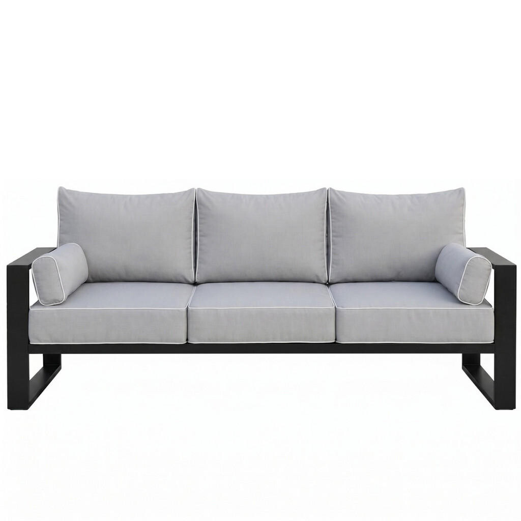 Beautysofa RELAXAČNÍ pohovka Verdino 3místná s kovovým rámem 215 cm, šedobéžová