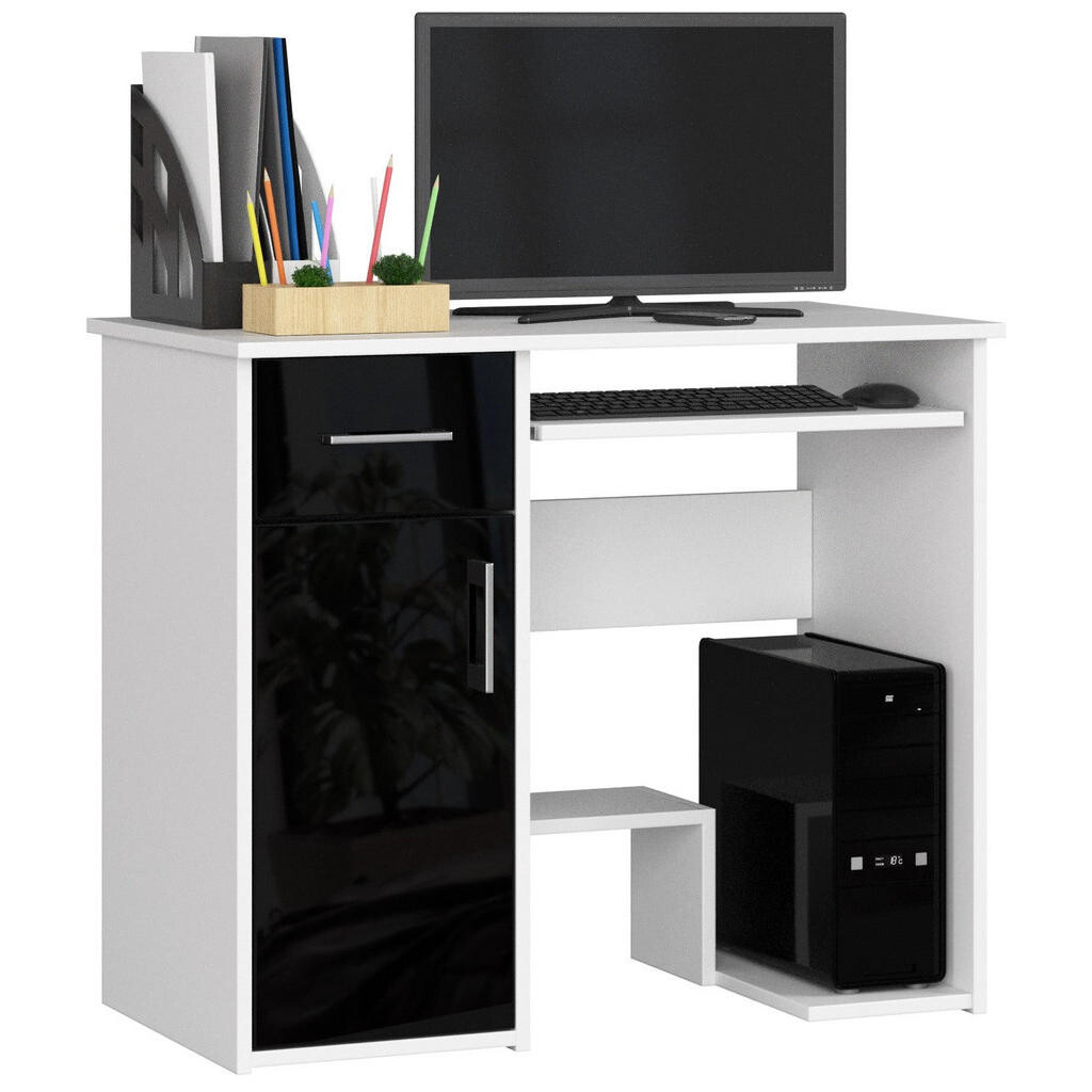 RAUMHIRSCH FURNITURE PSACÍ STŮL bílý, černý lesklý 74/90/50
