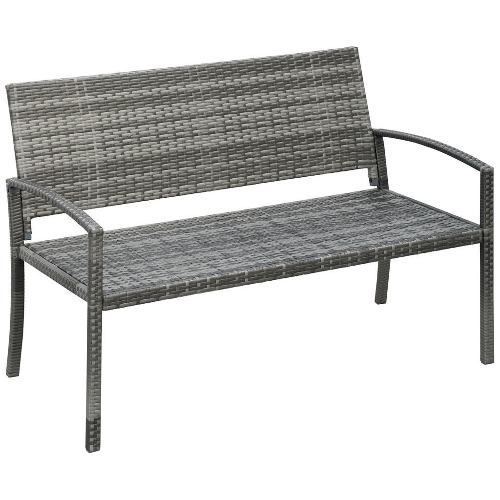 Outsunny ZAHRADNÍ LAVIČKA s ocelovým rámem pro 2 osoby, nosnost až 240 kg, šedá, 122 x 60 x 85 cm