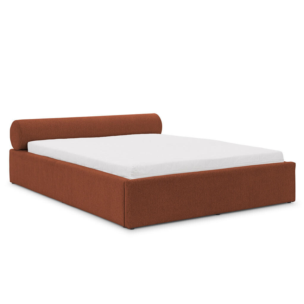 S-Style ČALOUNĚNÁ POSTEL 160/200 cm Josy v designovém vzhledu s úložným prostorem a lamelovým roštem, v terakotové chenille látce