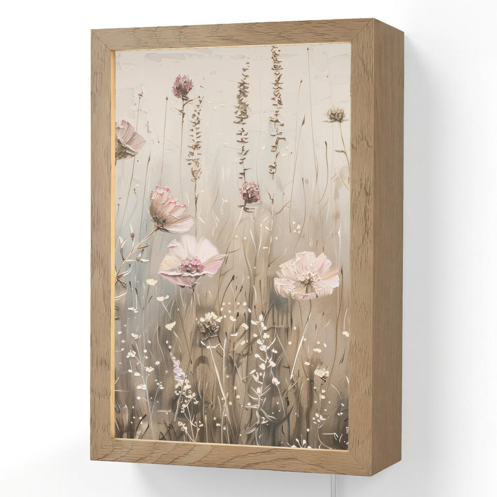 OnlyWow NÁSTĚNNÁ LAMPA Květiny - růžová - moderní - béžová 20x30 cm