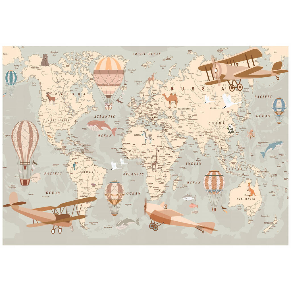 Wallarena FOTOTAPETA do dětského pokoje mapa světa vliesová tapeta 300x210
