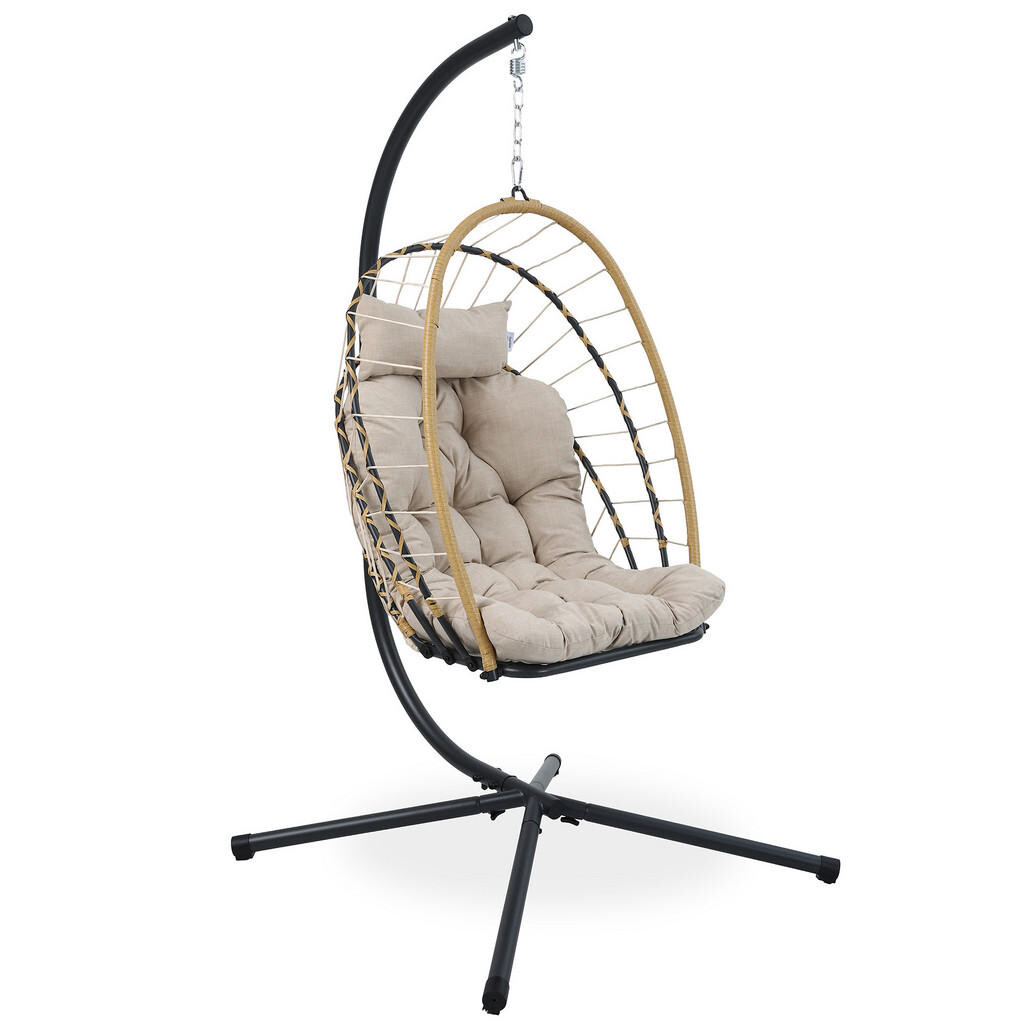 Beautysofa ZÁVĚSNÉ KŘESLO Mykonos se stabilním ocelovým rámem, 109 cm, béžové