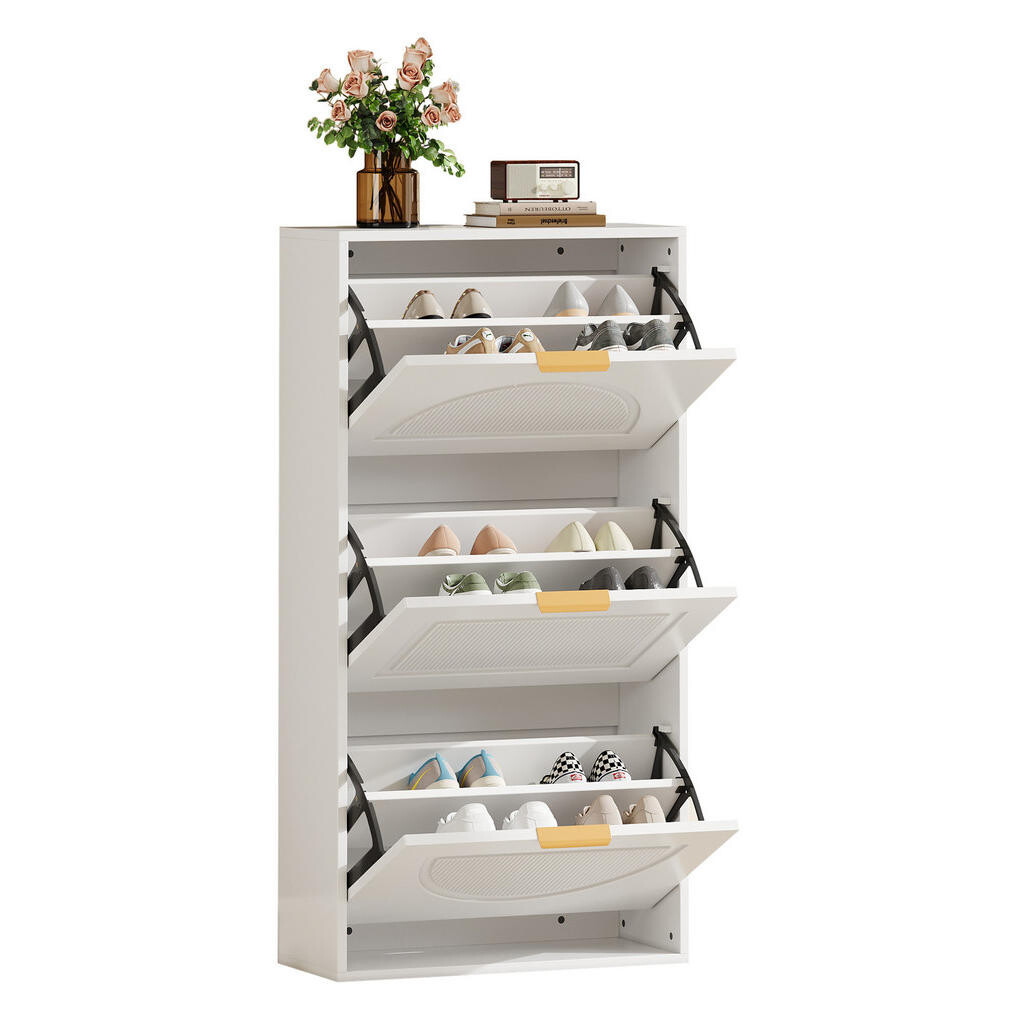 OKWISH BOTNÍK 60/24/114 cm bílý z MDF a dřevotřísky s výklopnými klapkami a bezpečným kotvením