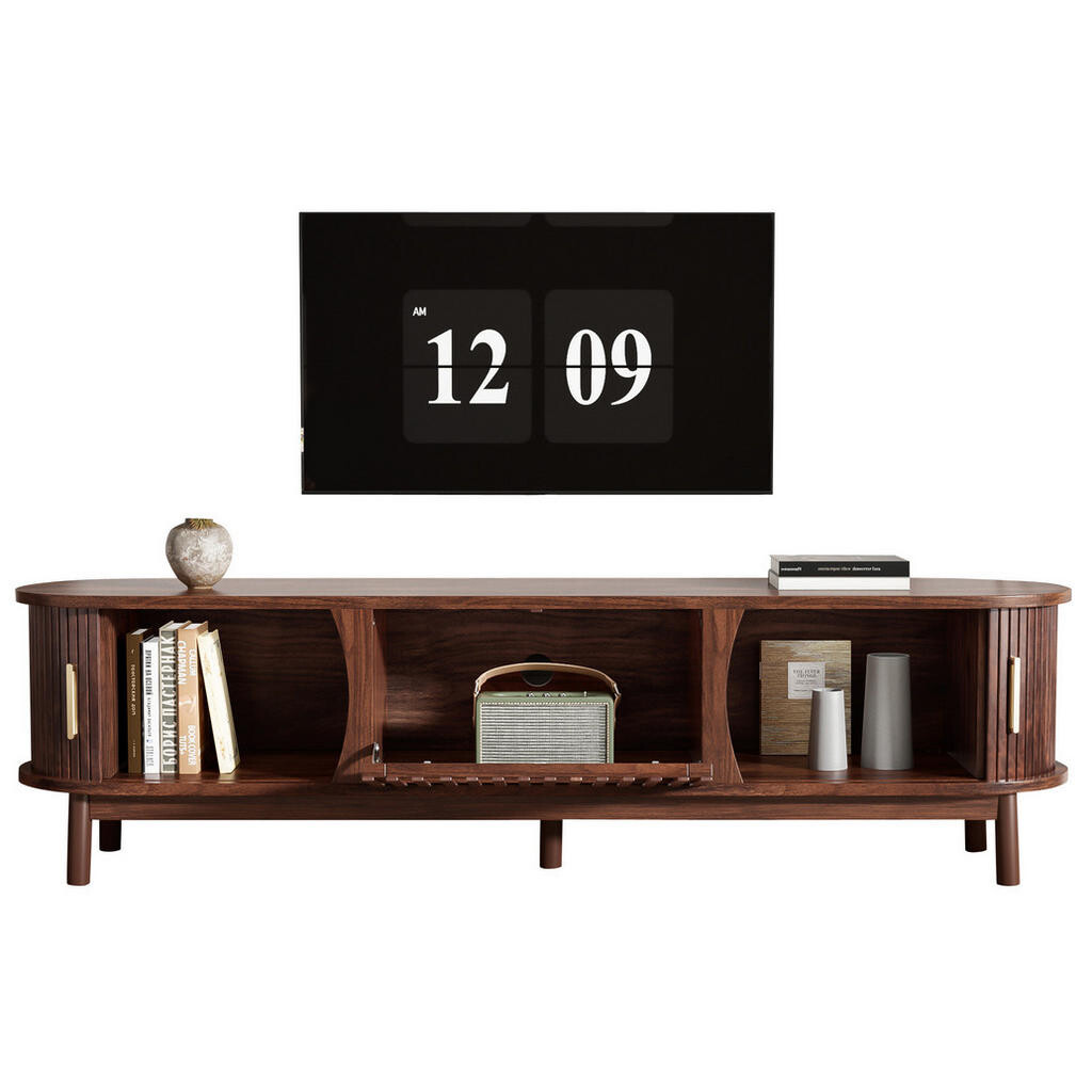 OKWISH TV stolek 165/39,5/46 cm hnědý z MDF se zásuvnými a výklopnými dvířky