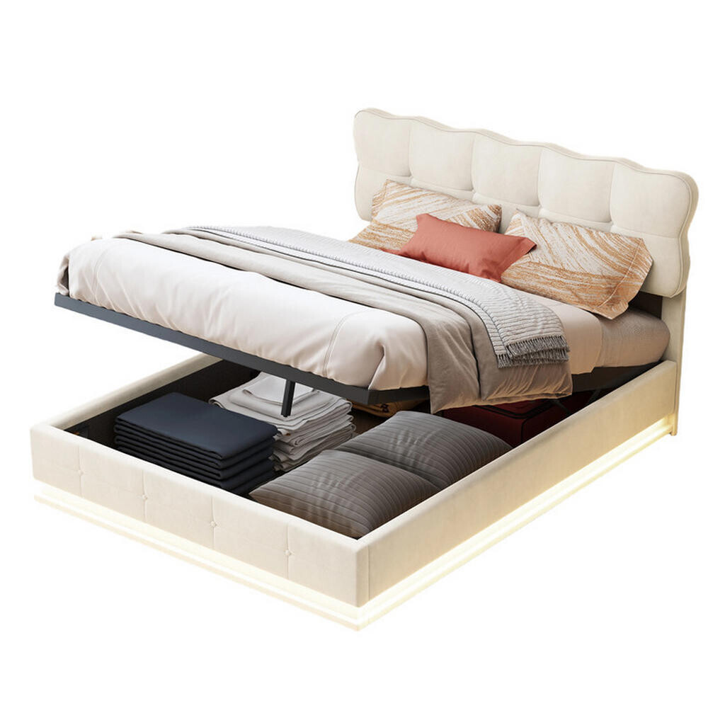 SHOPENTRA POSTEL 140x190cm s hydraulickým LED dálkovým ovládáním, béžová