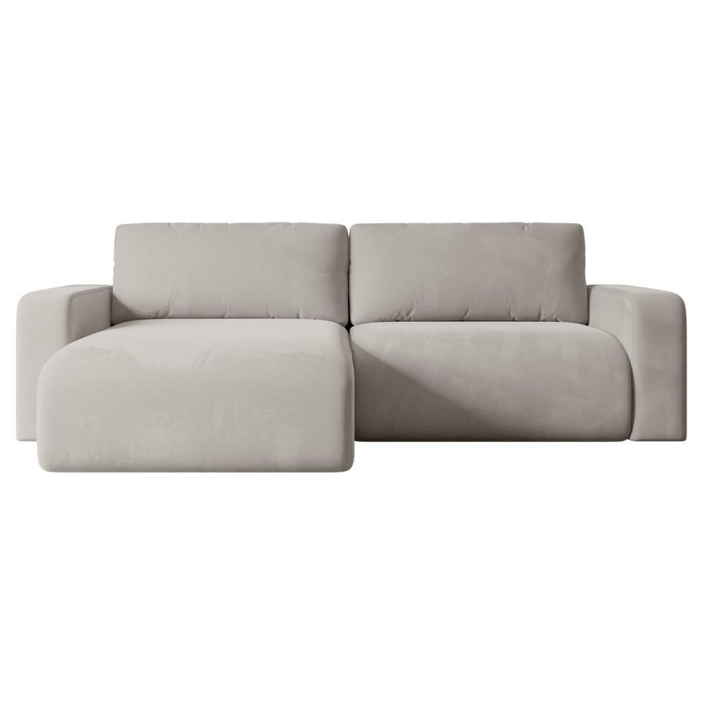ALTDECOR ROHOVÁ SEDACÍ SOUPRAVA s funkcí lůžka a úložným prostorem KLEEA-L – 247 × 143 × 83 cm, světle hnědá barva velur