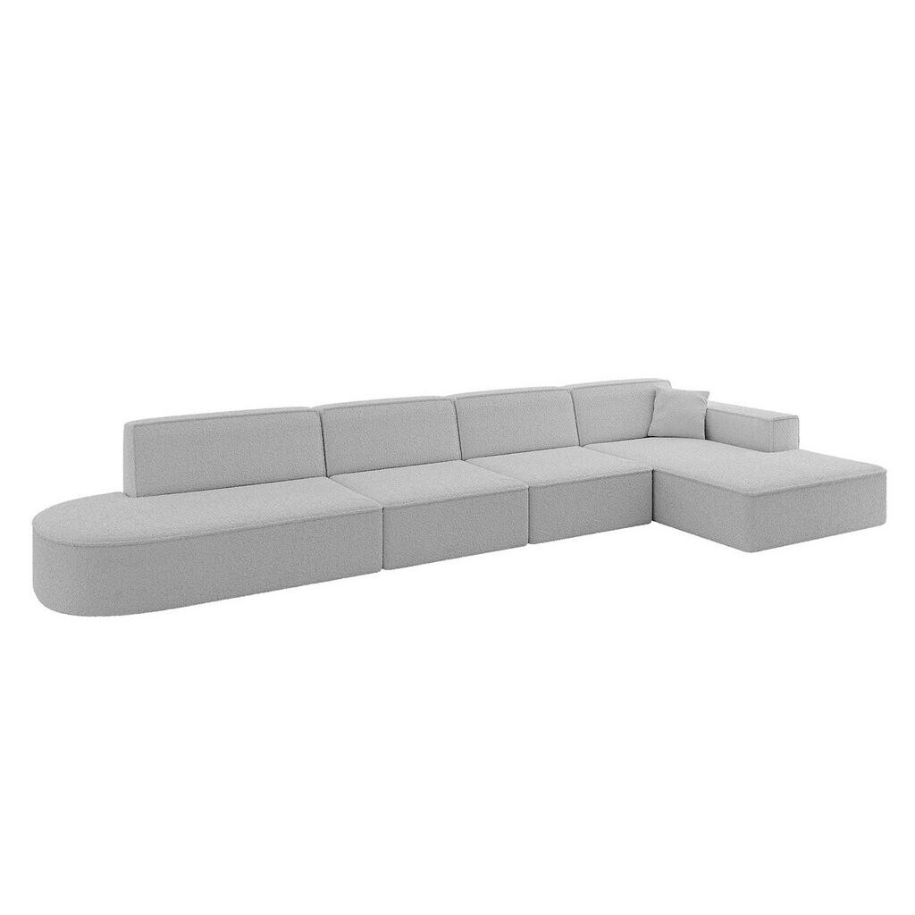 ALTDECOR ROHOVÁ SEDAČKA s otomanem vpravo IREA-L3-v4 – 412 x 165 x 77 cm světle šedá