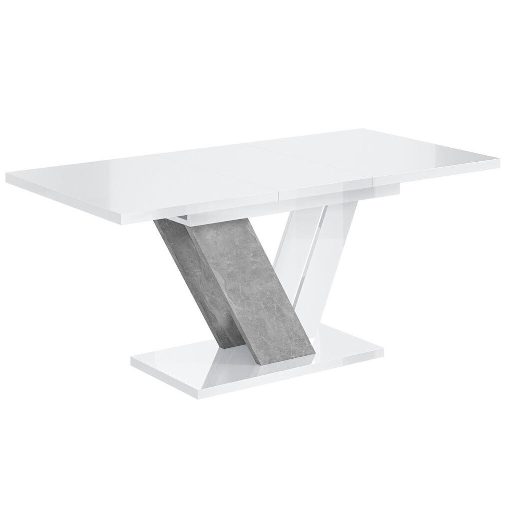ALTDECOR VÝSUVNÝ jídelní stůl 120–160 × 80 × 75 cm – White Gloss / Stone – CLASI