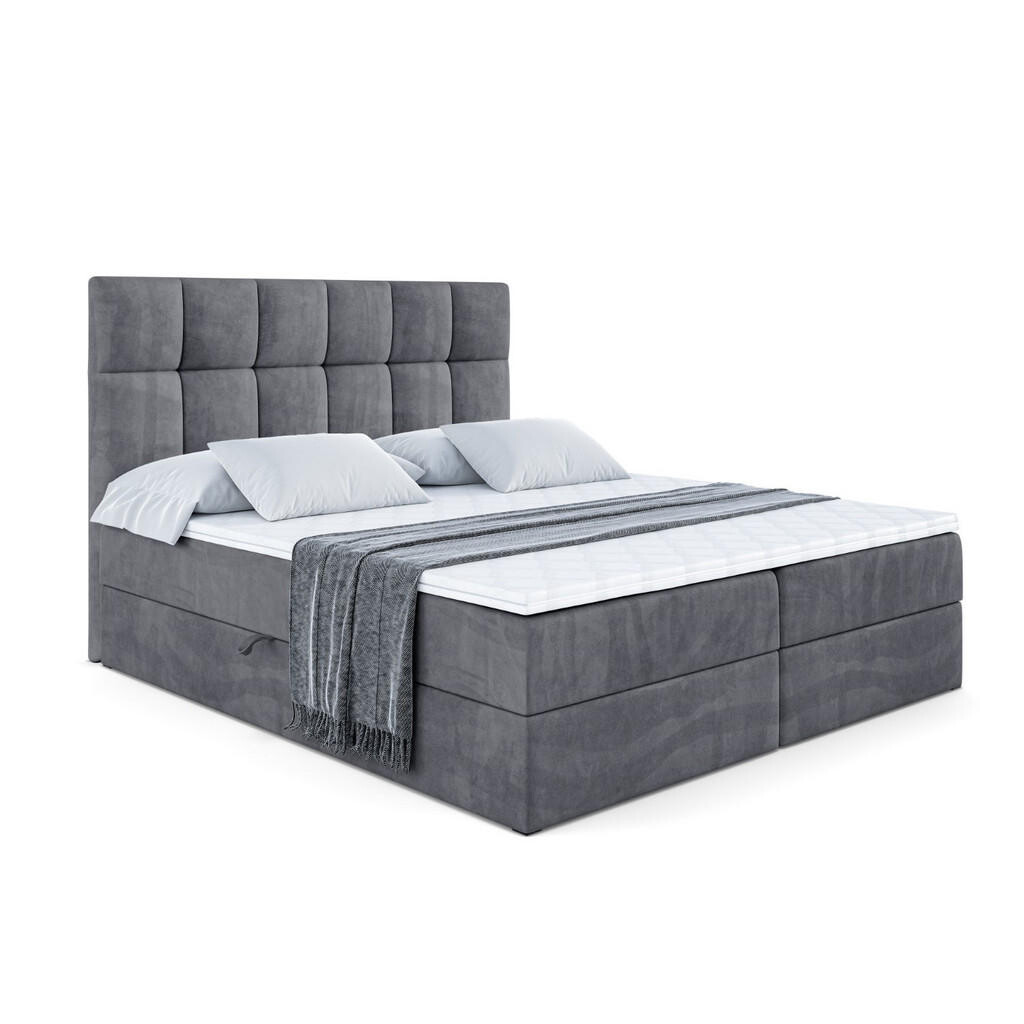 ALTDECOR AMERICKÁ postel s matrací H3 a roštem – RICAR – 180x200 tmavě šedá