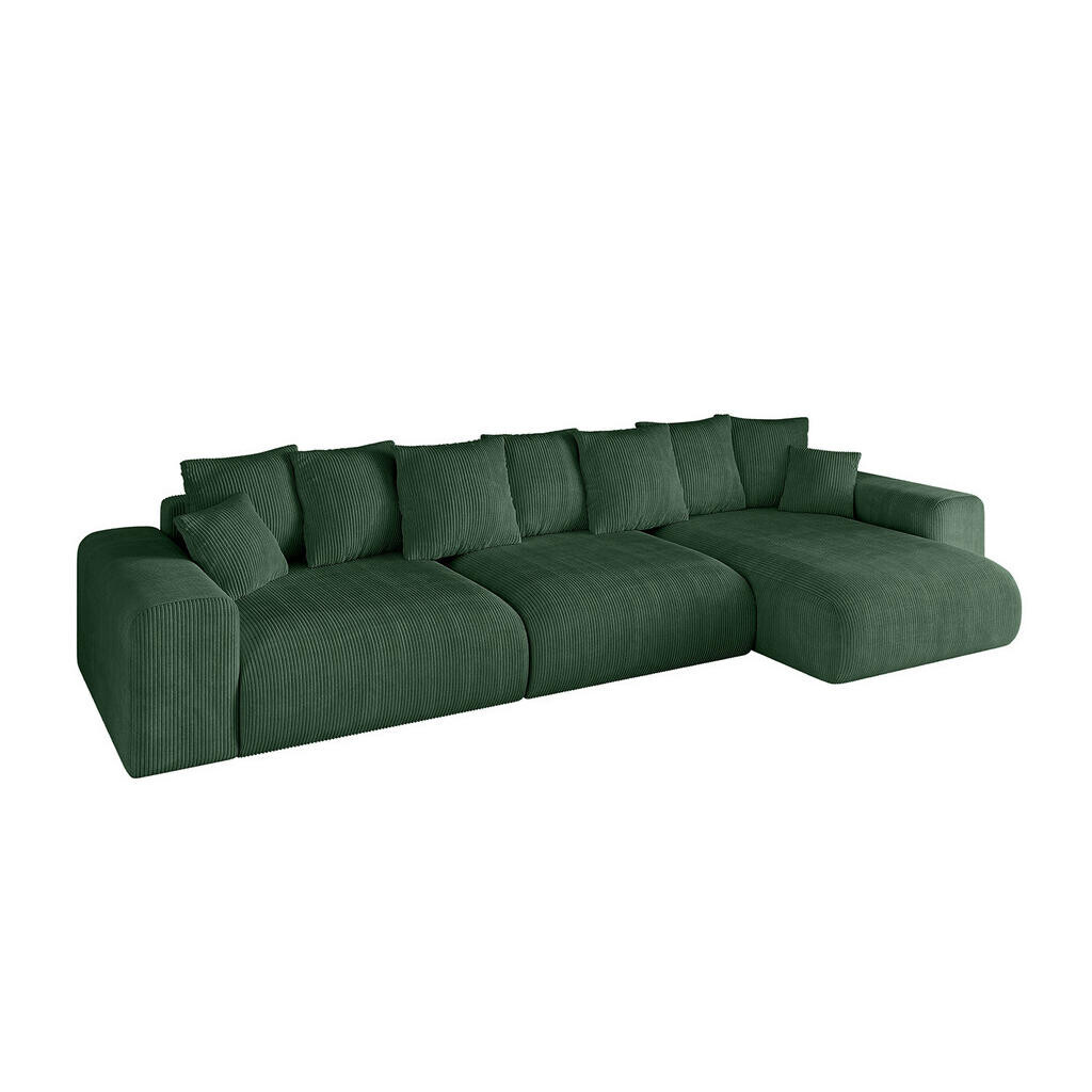 ALTDECOR ROHOVÁ SEDACÍ SOUPRAVA, otoman vpravo ESKAR-L2 364x176x72, zelený manšestr