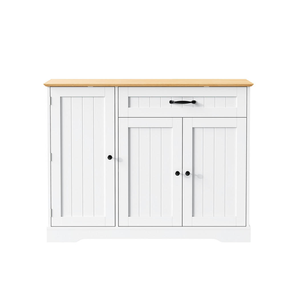Urban Meuble SIDEBOARD v bílé a přírodní se 3 dvířky a zásuvkou