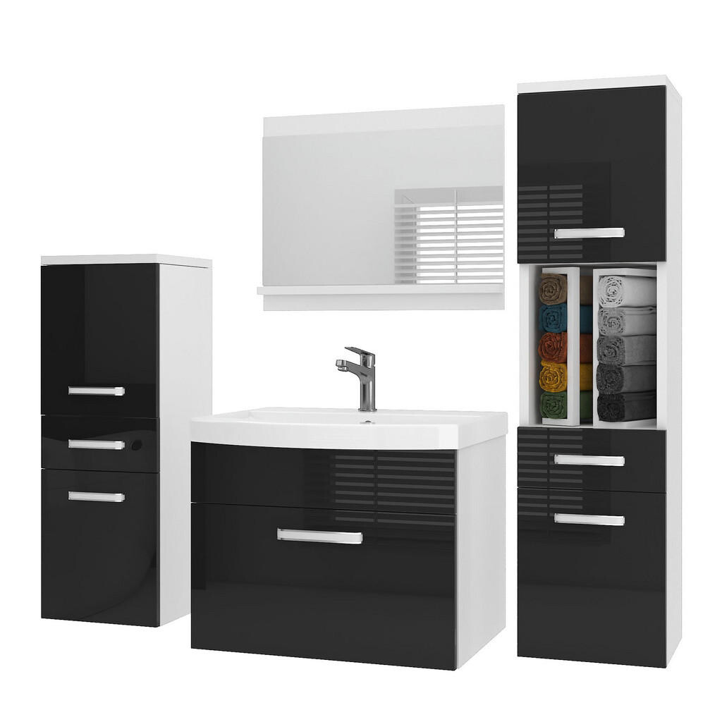B BELINI GROUP KOUPELNOVÝ NÁBYTEK Koupelnová SADA PRI P5, Černá lesklá, 120 cm