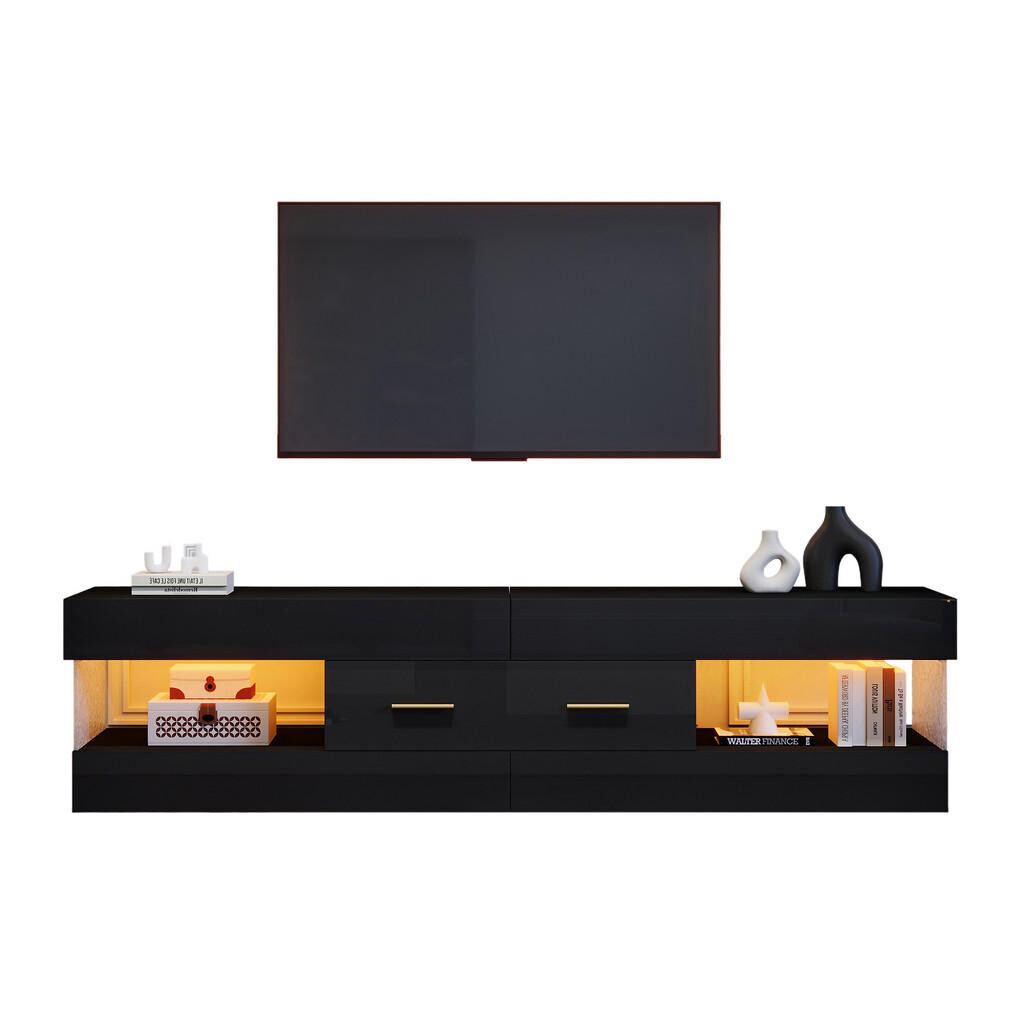 FLIEKS TV SKŘÍŇKA, LED, akrylátové sklo, černá, 152 cm